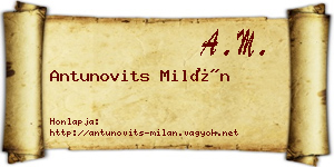 Antunovits Milán névjegykártya