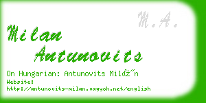 milan antunovits business card